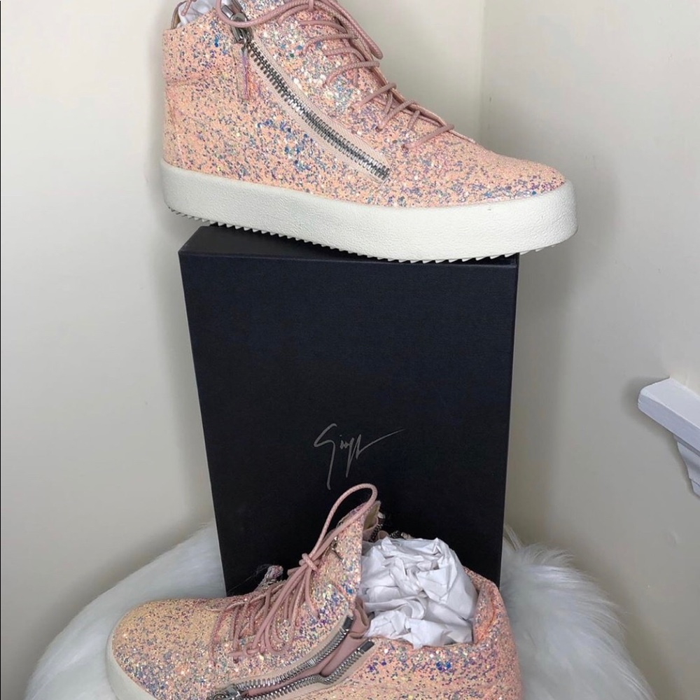 pink multicolored high tops